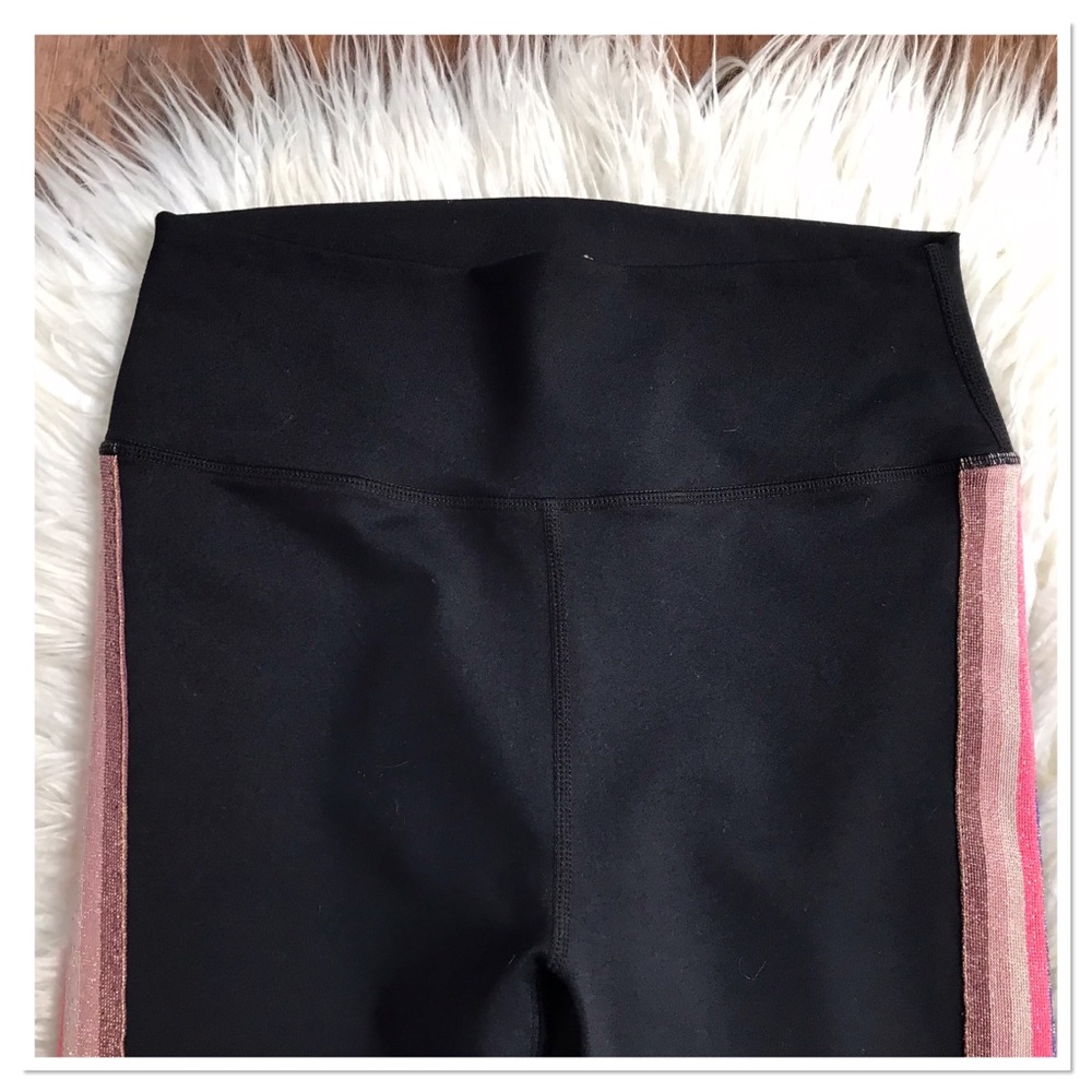 Spiritual Gangster Essential Side Stripe Athletic Leggings Black Pink Size M - Picture 3 of 7